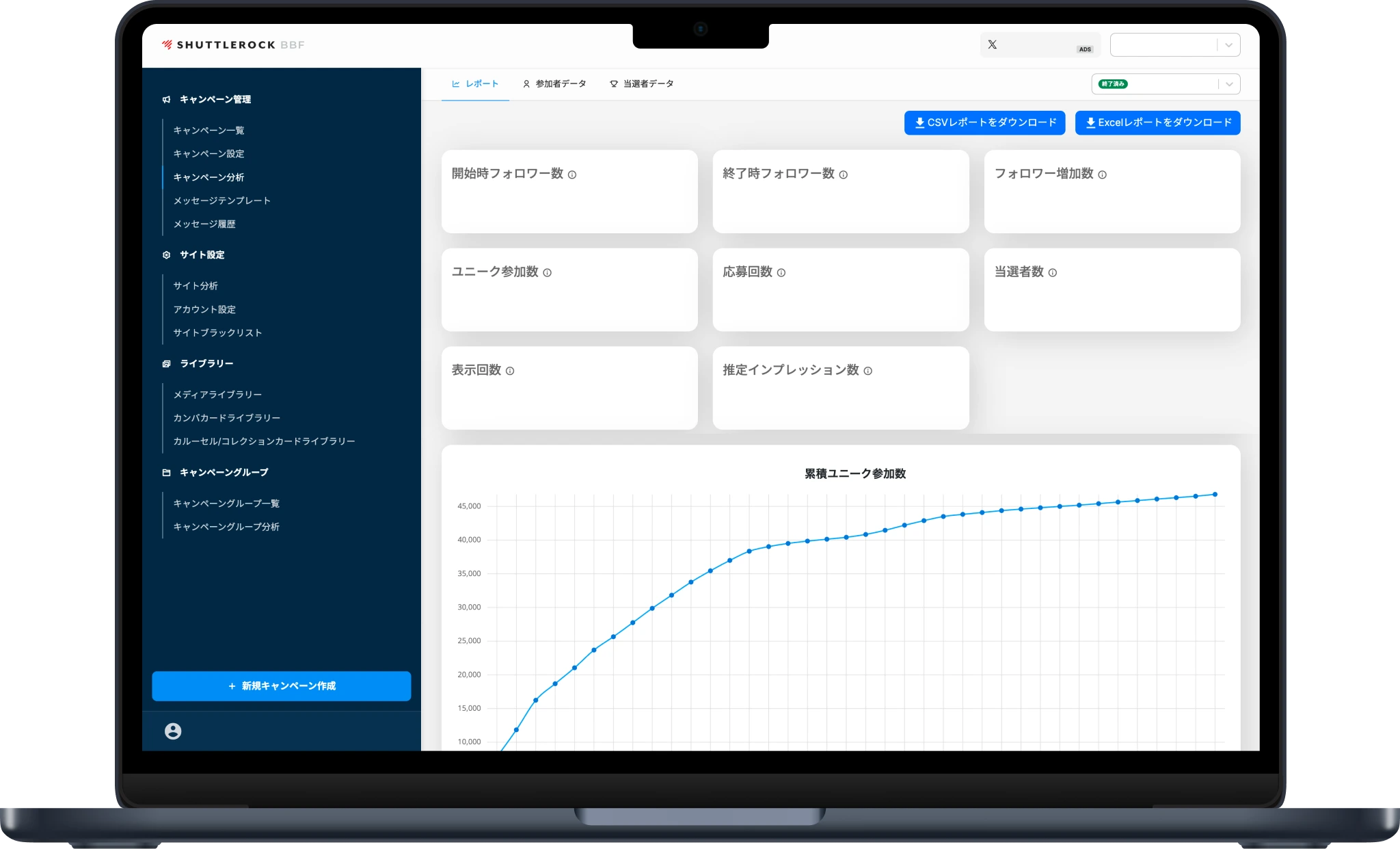 Shuttlerock BBFのキャンペーン管理画面