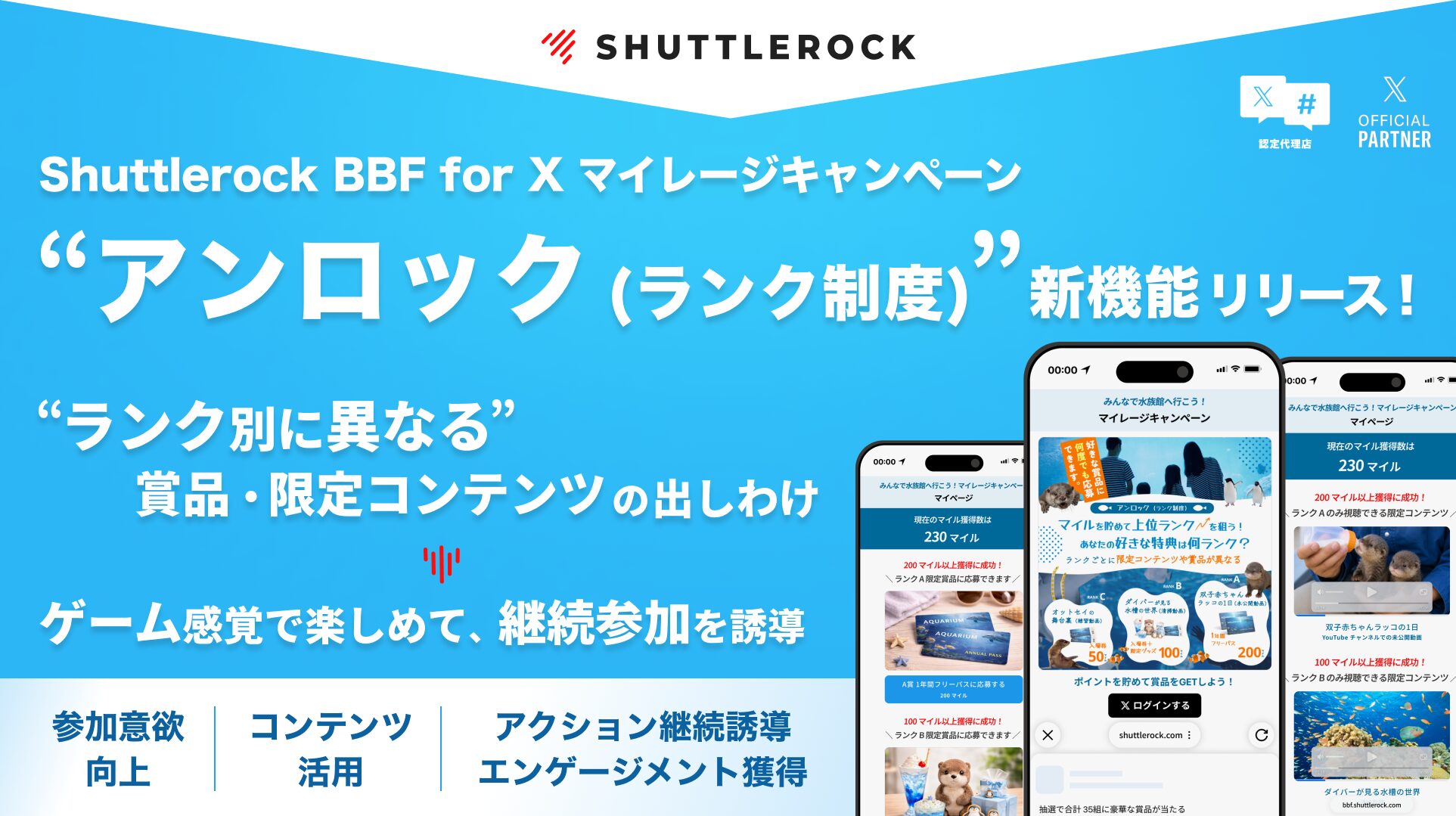 X Twitter マイレージ キャンペーン アンロック ランク制度 参加意欲向上 コンテンツ活用 アクション継続誘導 エンゲージメント獲得