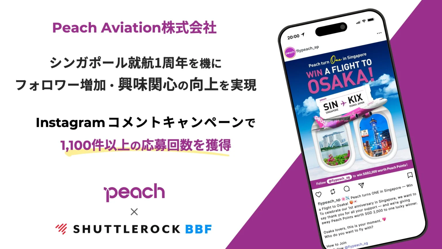 Peach Aviation株式会社｜フォロー＆コメント＆ストーリーズで応募1,100件超を獲得