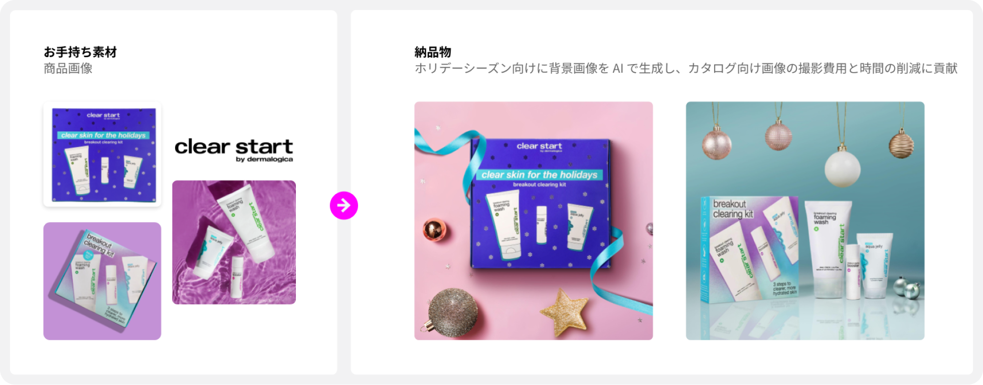 Shuttlerock AI 画像生成 美容・化粧品業界 ホリデー カタログ広告 シャトルロック
